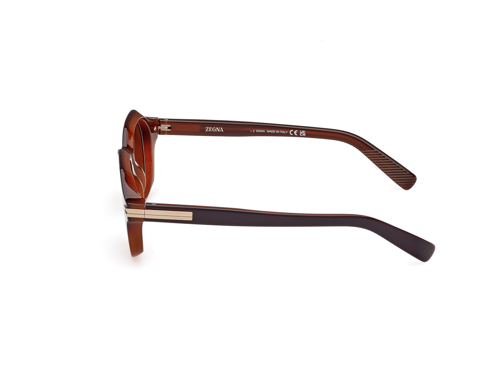 Das Bild zeigt die Bügel der Zegna Sonnenbrille 0250 in hellbraun Verlauf.
